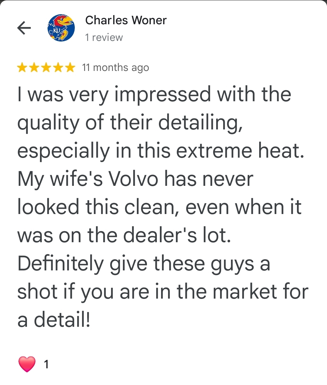 Customer review screenshot
