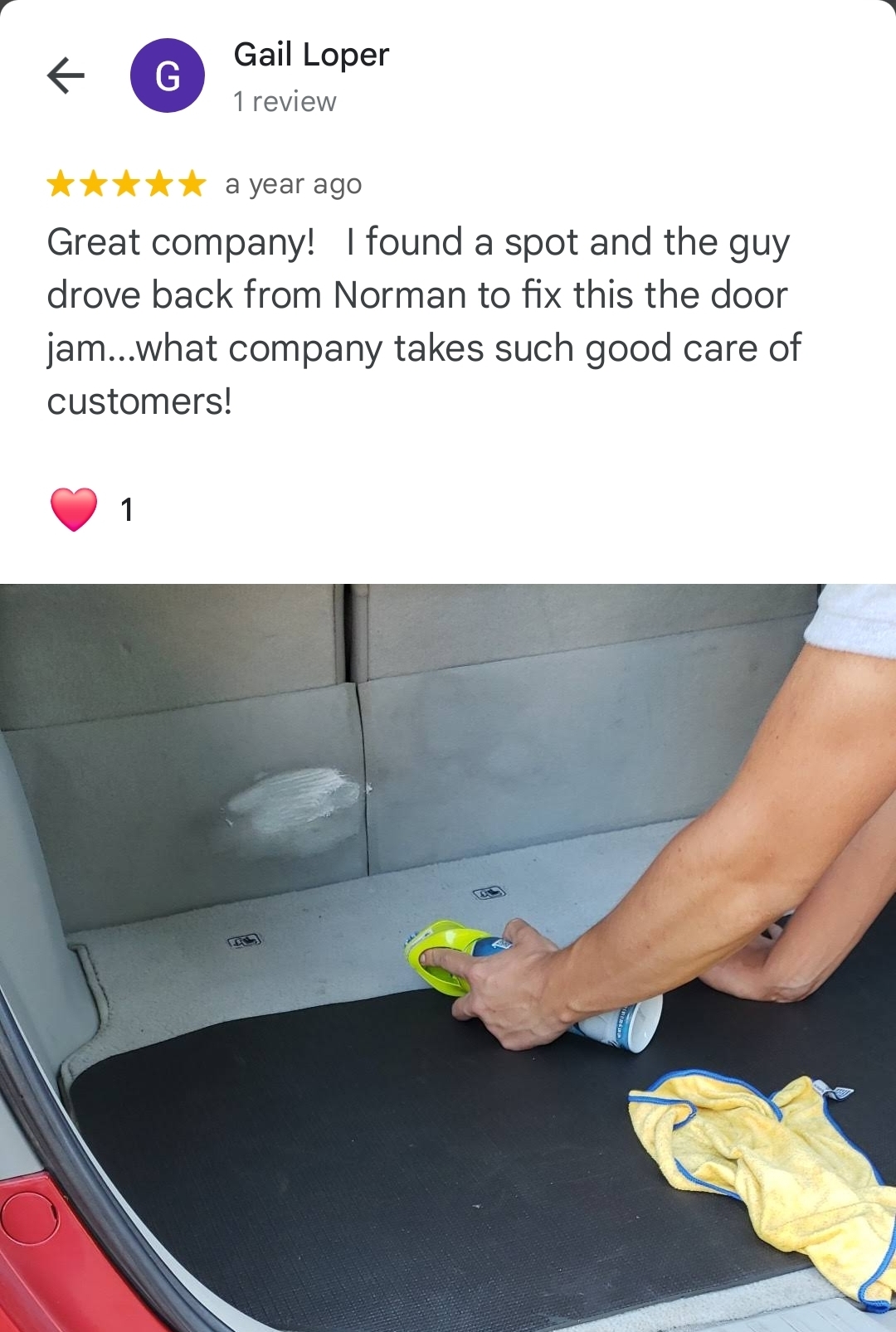 Customer review screenshot